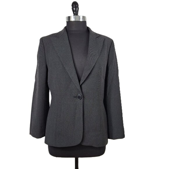 Anne Klein Tailored One Button Career Suit Blazer Jacket Sz 12 Lined Vintage - Picture 3 of 15